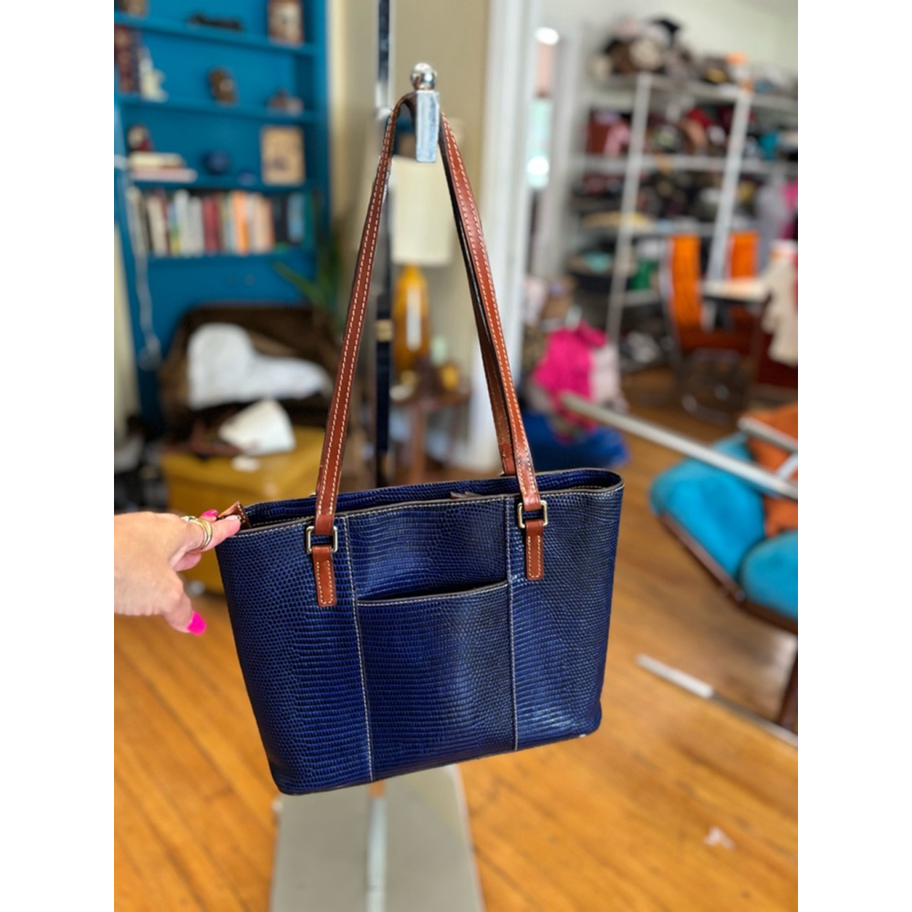 Dooney & Bourke Blue and Brown Tote - Picture 2 of 12